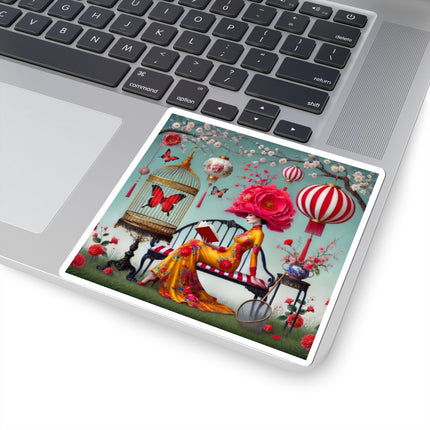 Reading In A Painted Garden Kiss-Cut Stickers (4 Sizes)