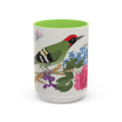 Woodpecker & Rose Colorful Mugs – Vibrant Spring & Bold Beauty