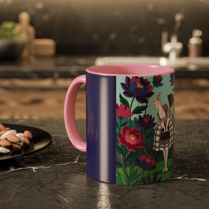 The Lady Of The Lotus Garden Colorful Mugs – Art Deco Botanical Elegance