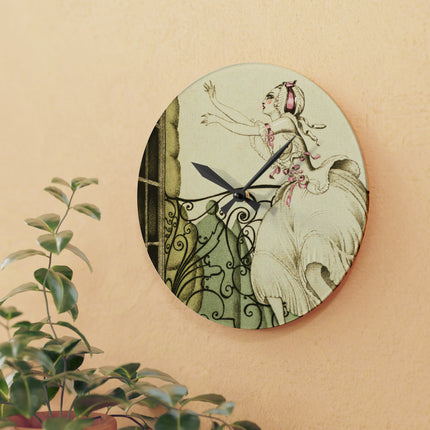 Sur talons rouges (On Red Heels) pl 02 by Gerda Wegener Acrylic Wall Clock, Round and Square
