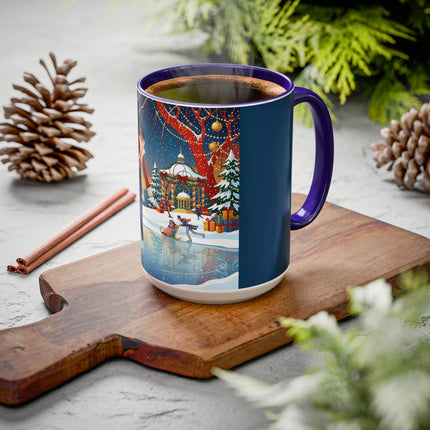 ⛸️🎄 The Christmas Skating Pavilion Colorful Mug – Art Deco Holiday Fantasy