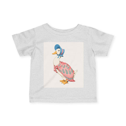 🪿🌸 The Little Pink Garden Goose Infant Fine Jersey Tee – Whimsical Storybook Charm