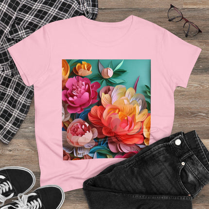 Peonies in Full Bloom Women's Midweight Cotton Tee