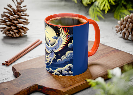 Majestic White Crane Colorful Mugs (11oz, 15oz)