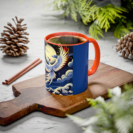 Majestic White Crane Colorful Mugs (11oz, 15oz)