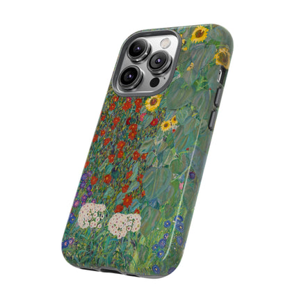 Farm Garden with Sunflowers by Gustav Klimt Phone Cases