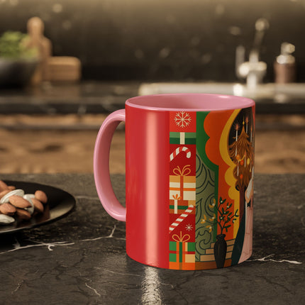 ❤️ The Lady Of The Candlelit Christmas Alcove Colorful Mug – Art Deco Holiday Elegance
