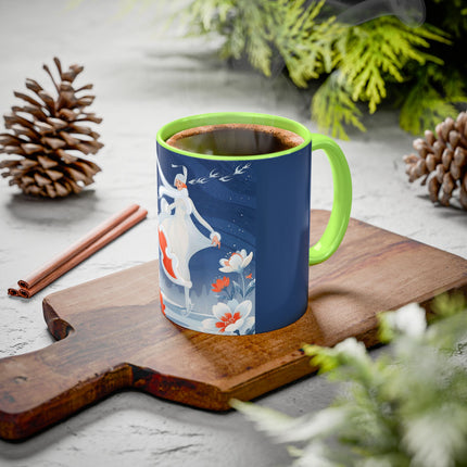 ❄️⛸️ The Winter Skater’s Flight Colorful Mug – Art Deco Floral Fantasy