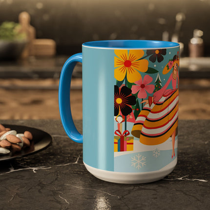 🌼🎄 The Christmas Blossom Belle Colorful Mug – Colorful Art Deco Holiday Fantasy