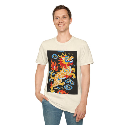 🐅🔥 The Golden Fire Tiger Softstyle T-Shirt – Celestial Flames & Eastern Fantasy