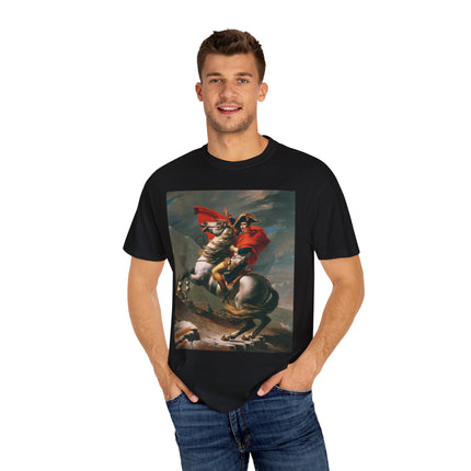 Napoleon Crossing the Alps by Jacques-Louis David Unisex Garment-Dyed T-shirt