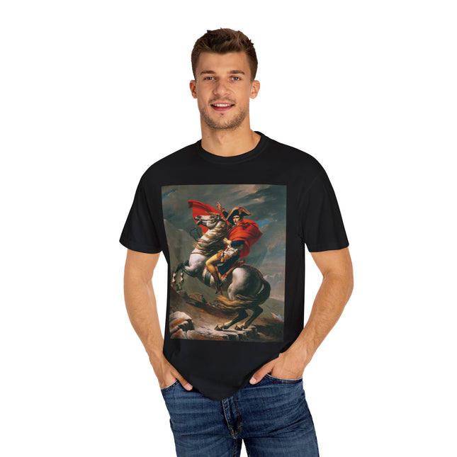 Napoleon Crossing the Alps by Jacques-Louis David Unisex Garment-Dyed T-shirt