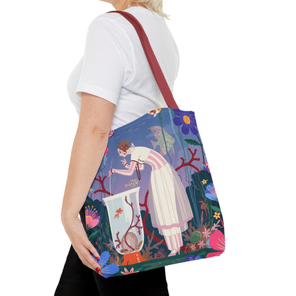 🐠🌸 The Lady Of The Enchanted Aquarium Tote Bag – Art Deco Garden Fantasy