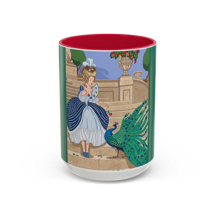 The Peacock's Admiration Colorful Mug (11oz, 15oz) – Rococo Elegance, Peacock Beauty & Garden Charm