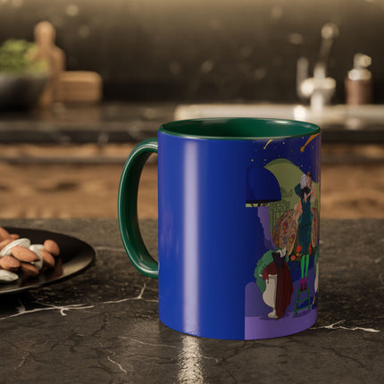 Wishes Beneath the Comet Sky Colorful Mug (11oz, 15oz) – Celestial Magic, Art Deco Elegance & Dreamy Wonder