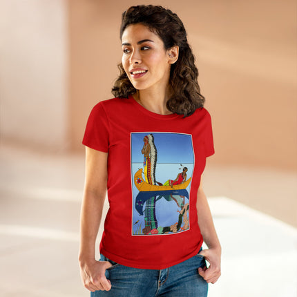 Le long du Missouri (Indian couple in a canoe on the Missouri River) by George Barbier Women's Midweight Cotton Tee