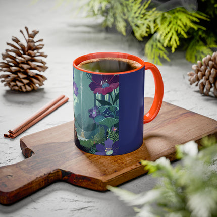The Lady Of The Moonlit Fountain Colorful Mugs – Art Deco Botanical Serenity