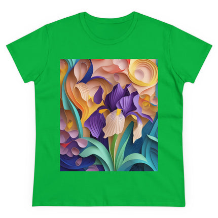The Elegant Iris Flower Women's Midweight Cotton Tee