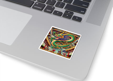 Tibetan Dragon Over Kabuki Duel Kiss-Cut Stickers (4 Sizes)