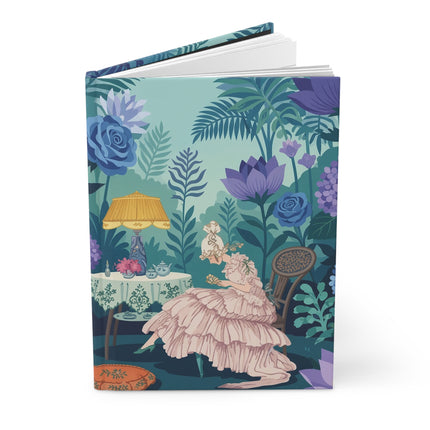 🌸🫖 The Lady Of The Secret Garden Tea Hardcover Journal – Art Deco Fashion Illustration