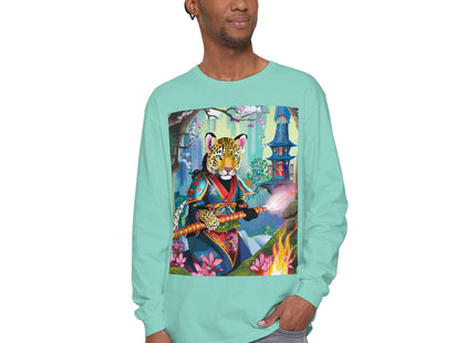 Cyberpunk Leopard Garment-dyed Long Sleeve T-Shirt
