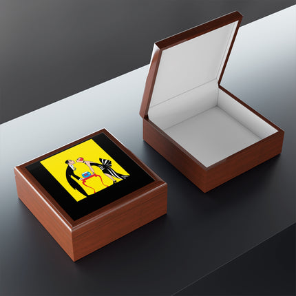 A Moment of Elegance: A Passionate Embrace Amidst Golden Splendor Jewelry Box