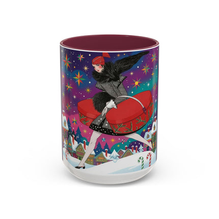 🎁✨ The Lady Of The Christmas Hatbox Colorful Mug – Art Deco Holiday Fantasy