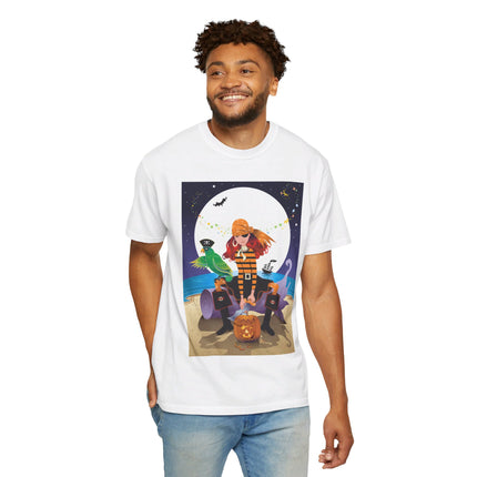 Moonlit Pirate Halloween Unisex Garment-Dyed T-shirt