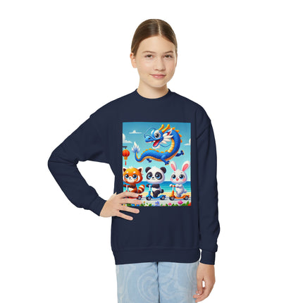 Seaside Scooter Friends Youth Crewneck Sweatshirt – Coastal Fun, Friendship & Playful Adventure