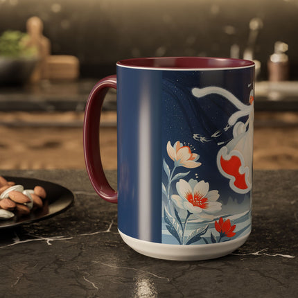 ❄️⛸️ The Winter Skater’s Flight Colorful Mug – Art Deco Floral Fantasy