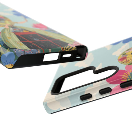 🌸🪞 The Floral Parasol Reflection Phone Case – Art Deco Garden Fantasy