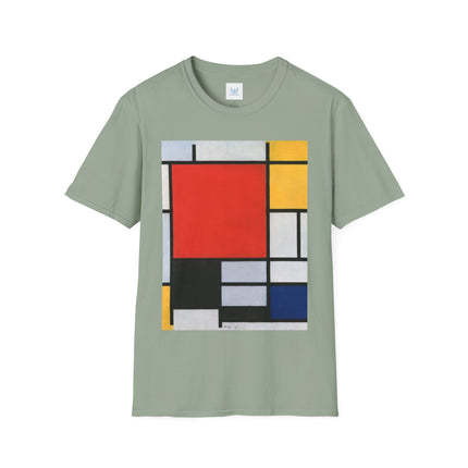 Composition with Red, Yellow, Blue, and Black Softstyle T-Shirt