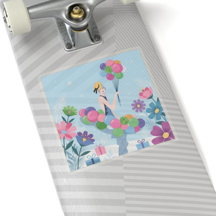 🎈❄️ The Lady Of The Winter Celebration Kiss-Cut Sticker – Art Deco Holiday Fantasy