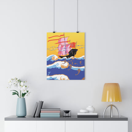 Golden Seas and Whimsical Dreams Giclée Art Print