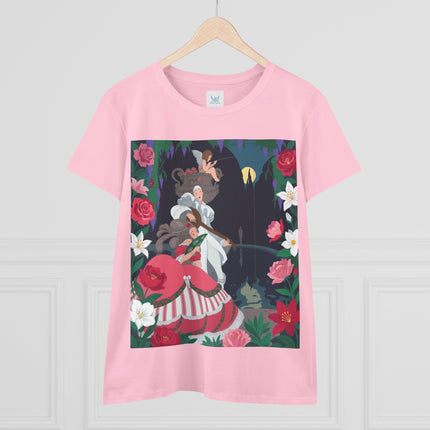 🌹🎶 The Midnight Garden Serenade Cotton Tee – Art Deco Romantic Fantasy