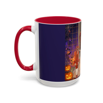 🌙🎃 The Moonlit Parlor Masquerade Colorful Mug – Elegant Halloween Romance
