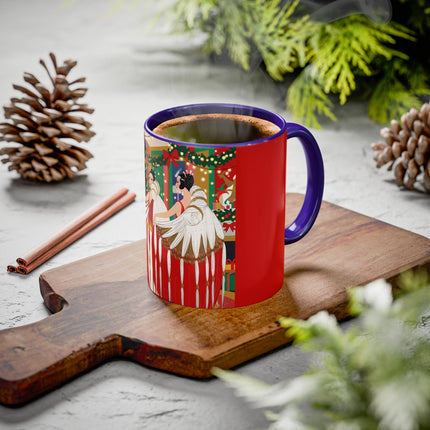 🎄💃 The Christmas Mirror Duet Colorful Mug – Art Deco Holiday Elegance