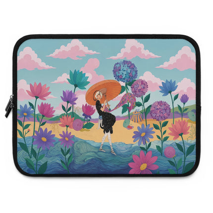 🌸☂️ The Lady With The Orange Parasol Laptop Sleeve – Art Deco Garden Fantasy