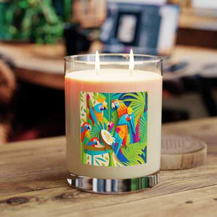 Colorful Macaws Scented Candle - Full Glass, 11oz - The White Tea & Fig, The Lavender & Sage, and The Ocean Mist & Moss