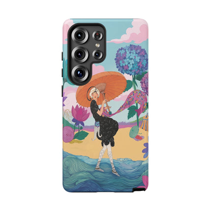 🌊☂️ The Lady Of The Flowered Seashore Phone Case – Art Deco Seaside Fashion