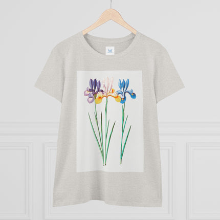 Women's Blue Iris Print Midweight Cotton Tee