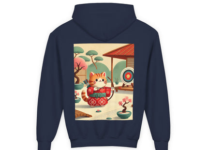 Archer Kitten in the Zen Garden Youth Heavy Blend Hooded Sweatshirt
