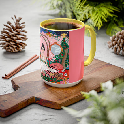 🎀🎄 Christmas Morning In The Rose Parlor Colorful Mug – Art Deco Holiday Fantasy