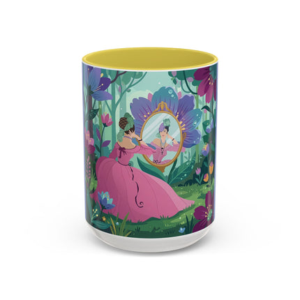 The Lady Of The Enchanted Mirror Colorful Mugs – Art Deco Botanical Elegance