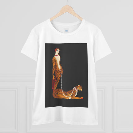 Leopard Queen Women's Midweight Cotton Tee – Exotic Glamour & Timeless Elegance