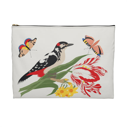 Woodpecker & Tulip Accessory Pouch – Vibrant Energy & Cheerful Charm