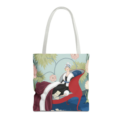 💌🌸 The Lady Of The Secret Letters Tote Bag – Art Deco Floral Elegance