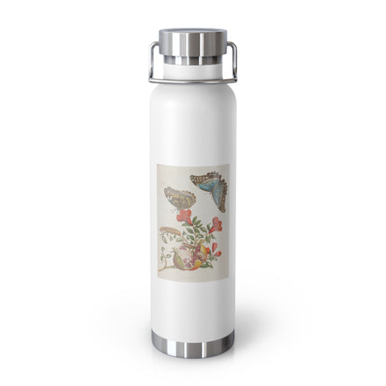Blue Butterflies and Pomegranate by Maria Sibylla Merian Copper Vacuum Insulated Bottle, 22oz