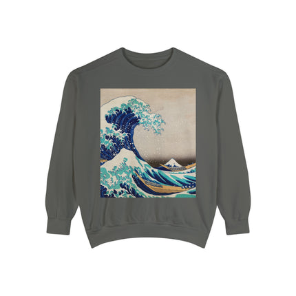 The Great Wave off Kanagawa by Katsushika Hokusai Garment-Dyed Sweatshirt