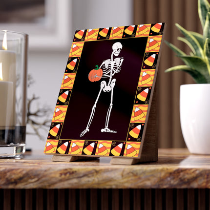 Candy Corn Skeleton Ceramic Tile